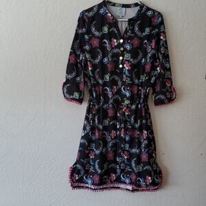 Tracy Negoshian Dress Paisley Pom Accents Medium